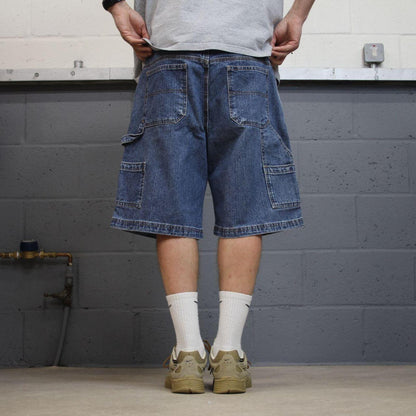 Denim carpenter shorts cargo loose blue Faded Glory skater style surf jorts