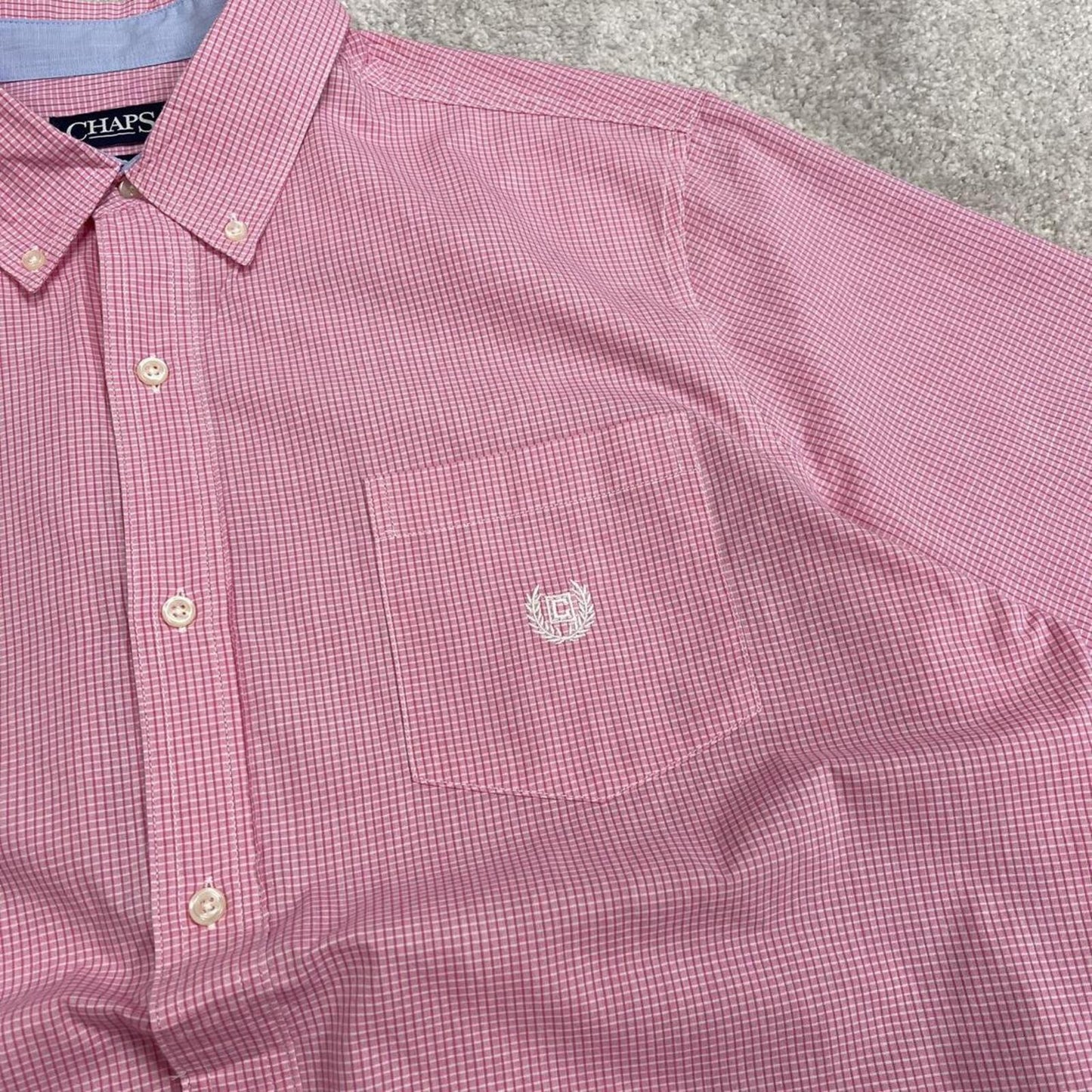 CHAPS checkered short sleeve shirt pink Surf style check shirt summer festival