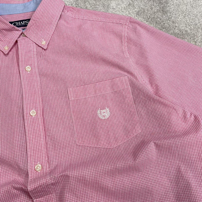 CHAPS checkered short sleeve shirt pink Surf style check shirt summer festival