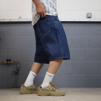 Wrangler baggy denim shorts blue Loose leg workwear skater style jorts