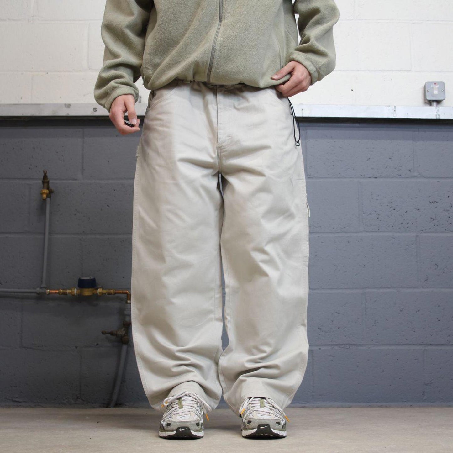 Y2K baggy Wrangler carpenter pants beige Loose wide leg skater style cargo pants