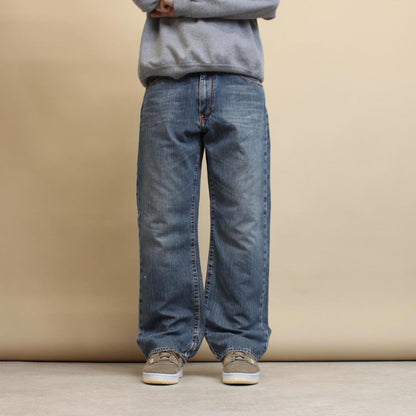 Blue X2 denim jeans W34L30 loose denim y2k skater jeans stitch design