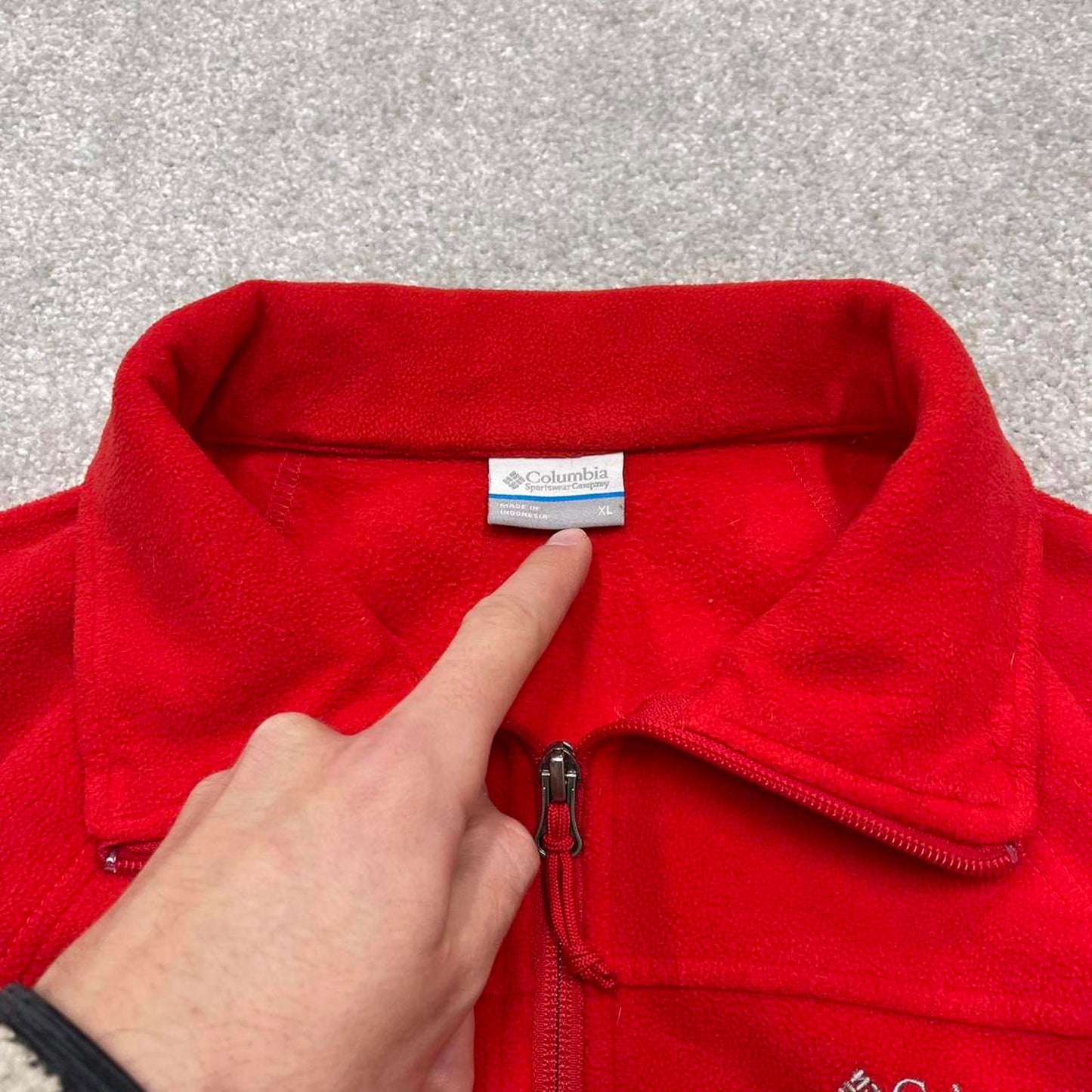 00s Columbia technical fleece XL women's red full zip up y2k style autumn