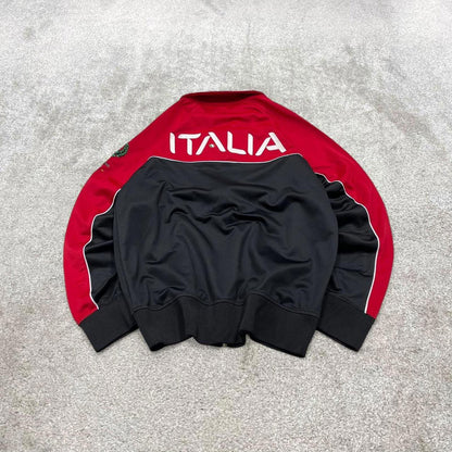 Y2k 00s Fila track jacket M men's red black Italia sports full zip track suit top embroidered