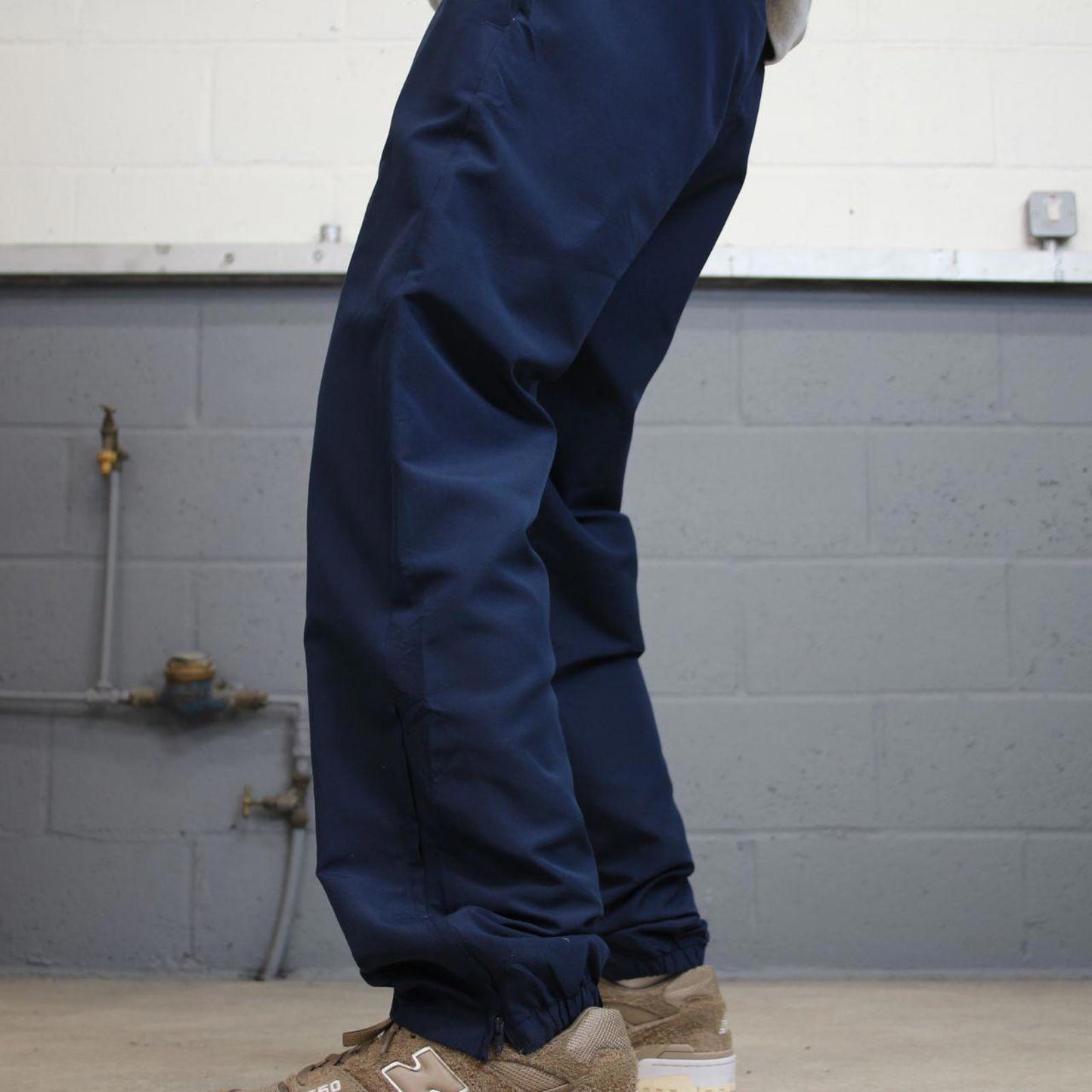 Navy Adidas trackies M y2k style sportswear track pants print logo