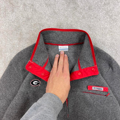 Grey Columbia PFG technical fleece Large snap T pull over y2k autumn style popper neck