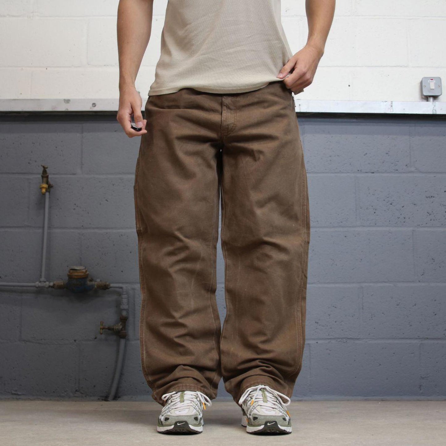 Baggy Dickies carpenter jeans W38L32 90s skate style brown thick canvas cargos