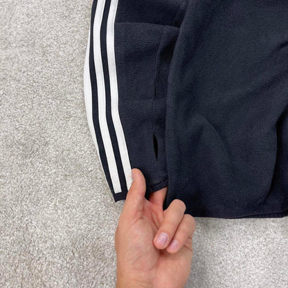 00s Adidas technical fleece Small Black 1/4 zip pull over y2k style autumn lightweight striped