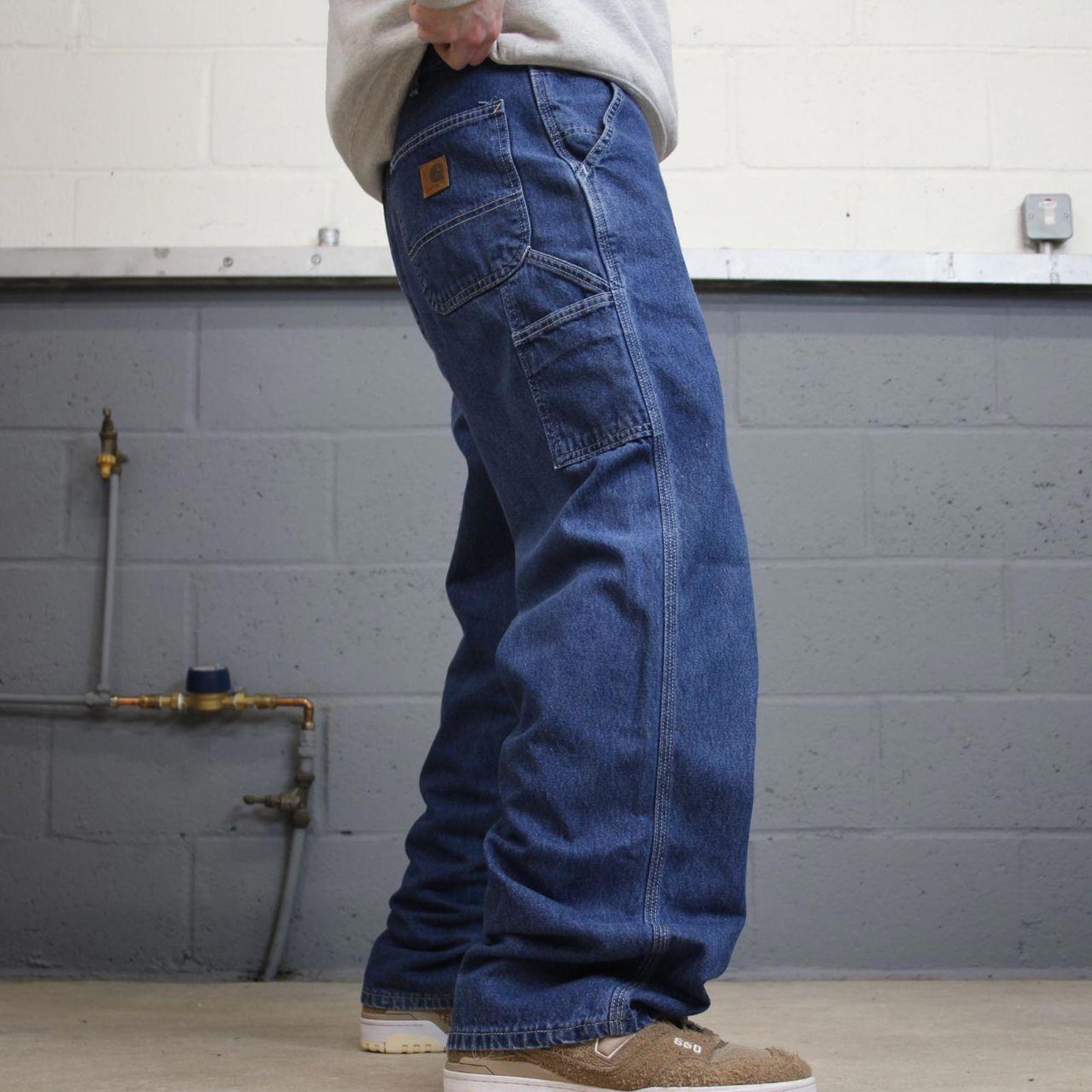 Y2K baggy Carhartt carpenter jeans blue Loose wide leg denim skate style workwear cargo pants