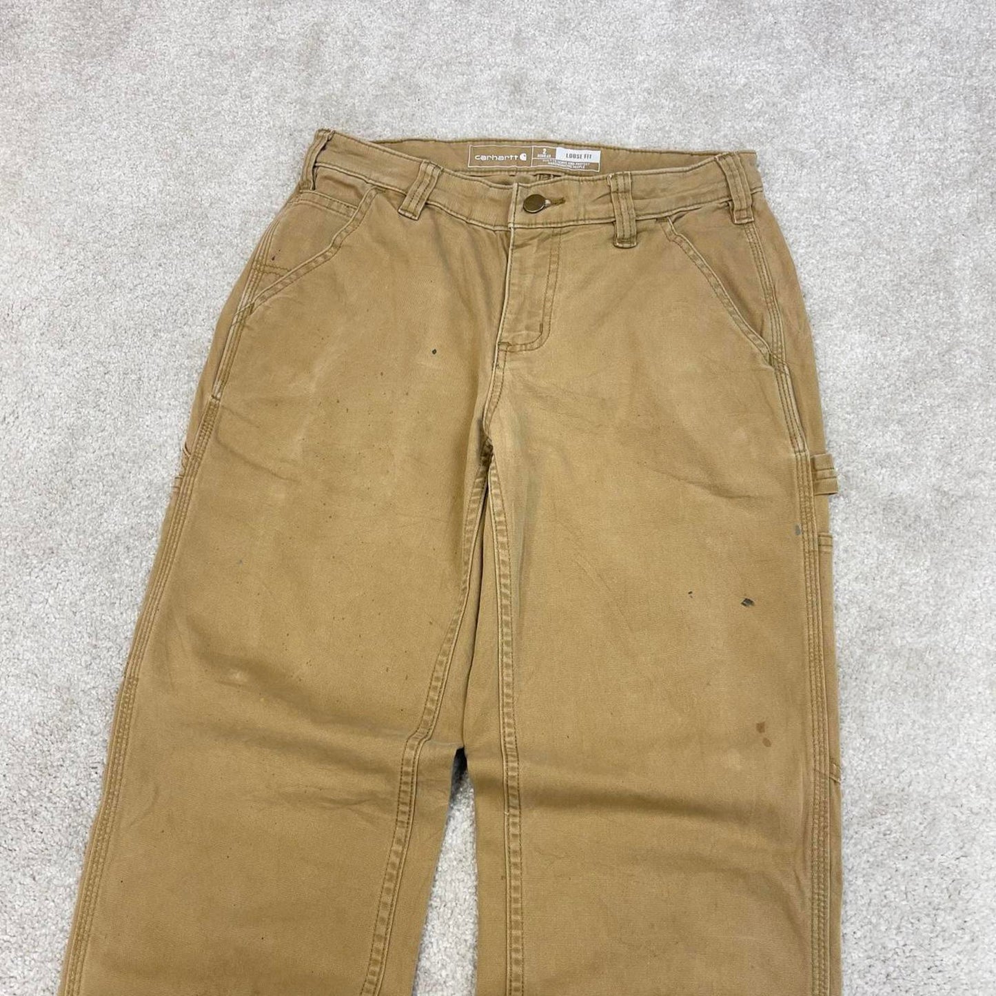 Khaki beige Carhartt carpenter jeans size 2 W28L31 women's y2k 90s style cargos