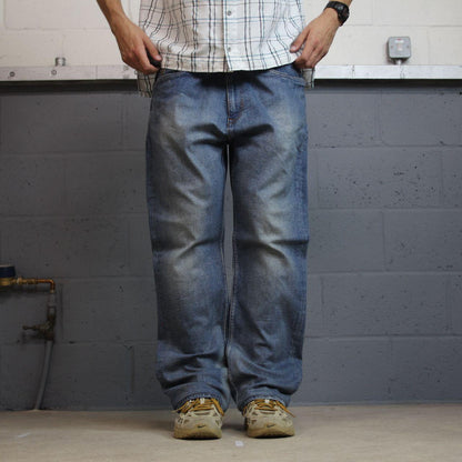 Y2K bootcut jeans U.S. Polo Assn blue Loose boot fit jeans, belt loops and logos