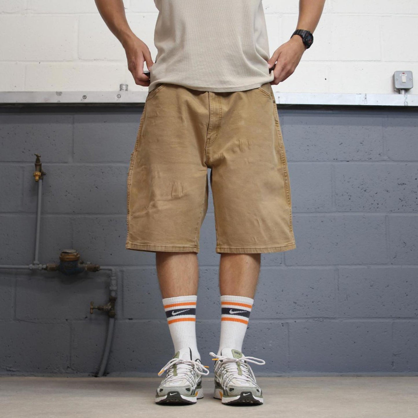 Tan Dickies carpenter jorts W42