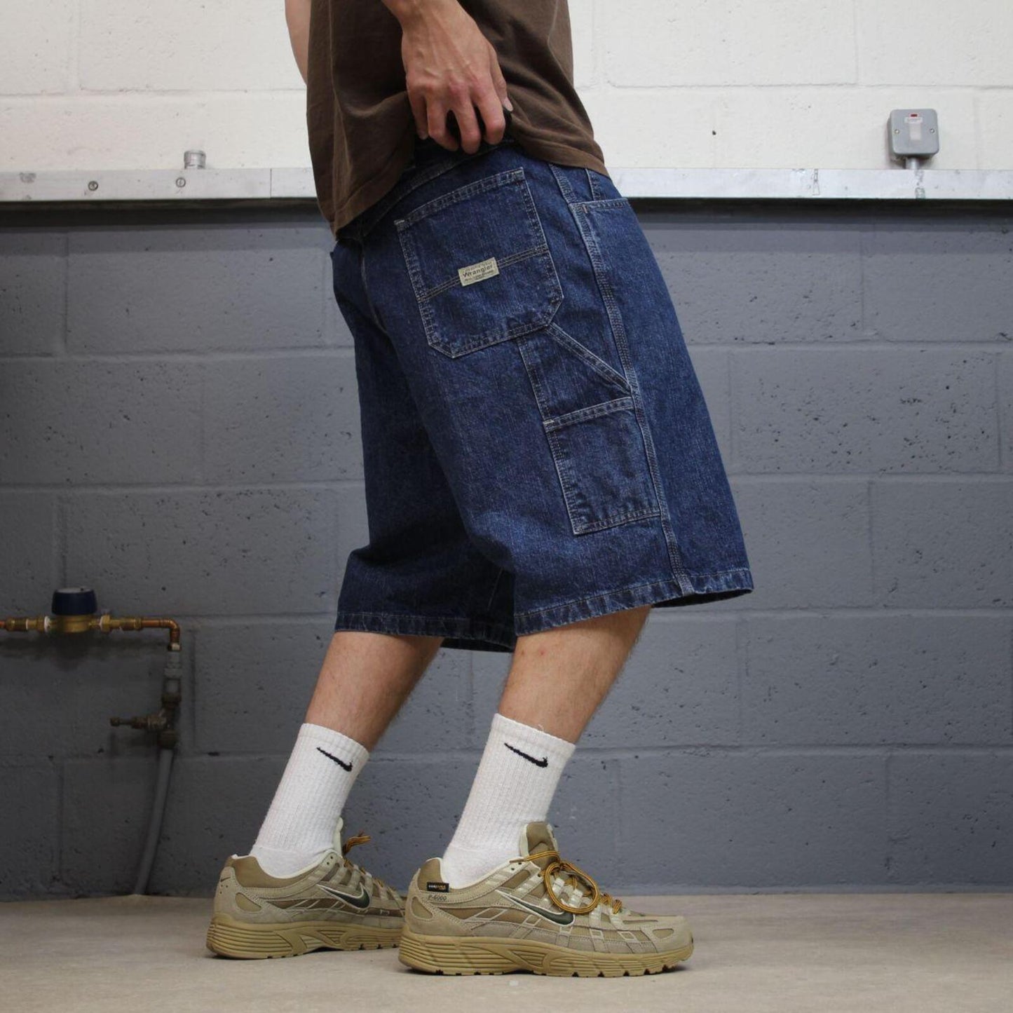 Wrangler baggy denim shorts carpenter blue Loose skater style summer cargo jorts