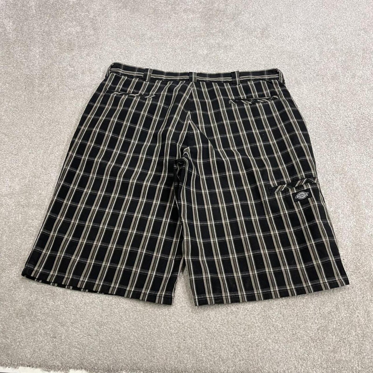 Dickies baggy checkered shorts carpenter black Check surf style skater shorts long wide leg