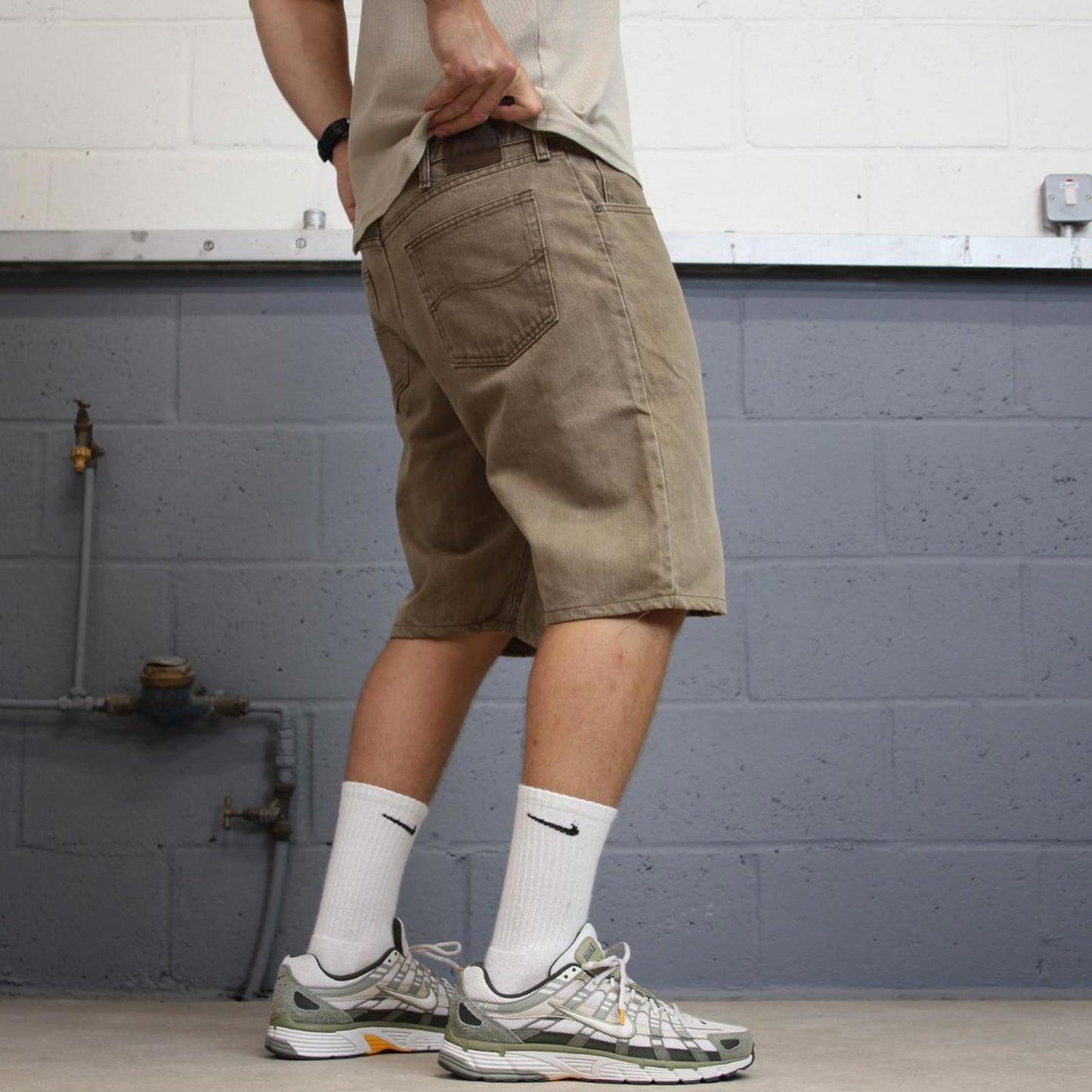 Vintage khaki brown Lee jorts W38