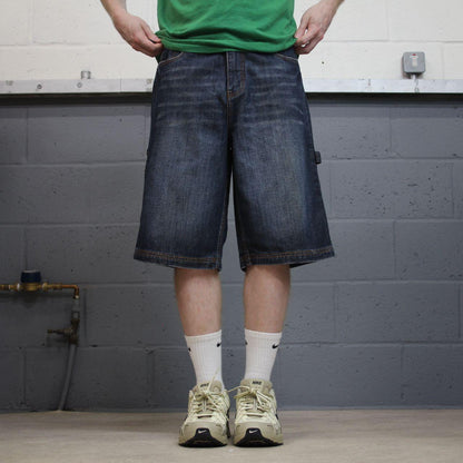 Y2K baggy denim shorts carpenter blue Bongo loose skater style surf jorts