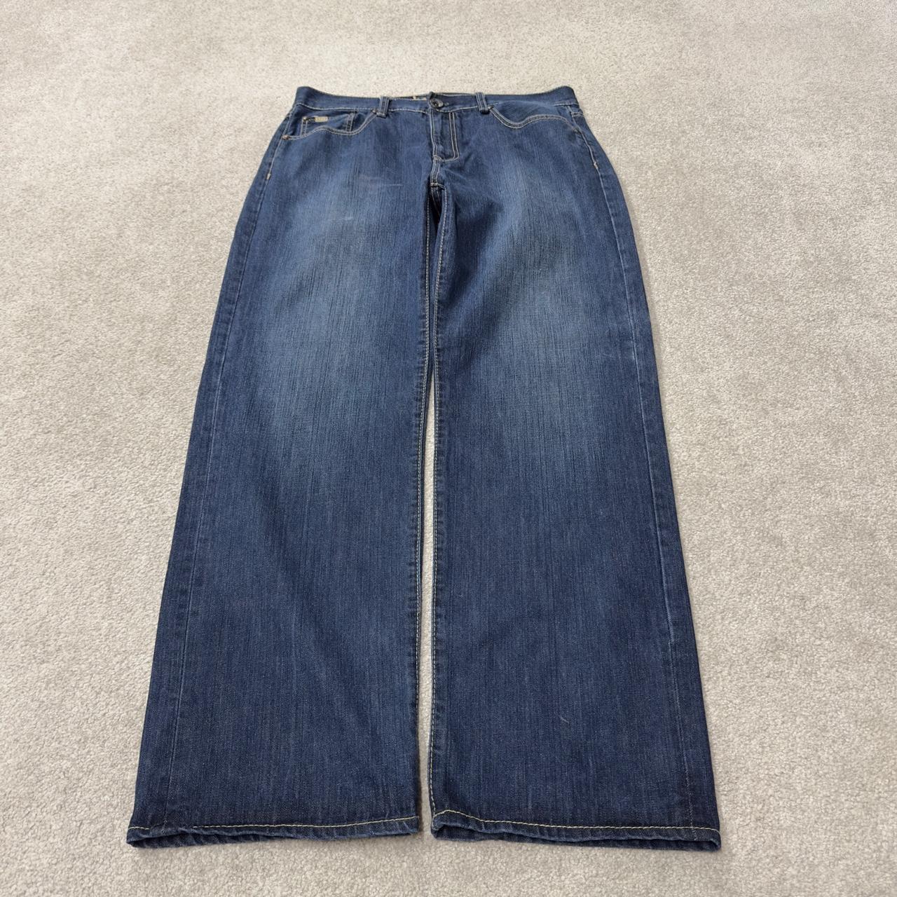 Y2K embroidered baggy jeans Live Mechanics blue denim Loose straight skater surf style jeans