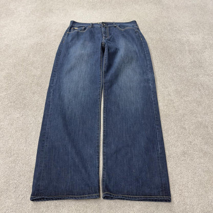 Y2K embroidered baggy jeans Live Mechanics blue denim Loose straight skater surf style jeans