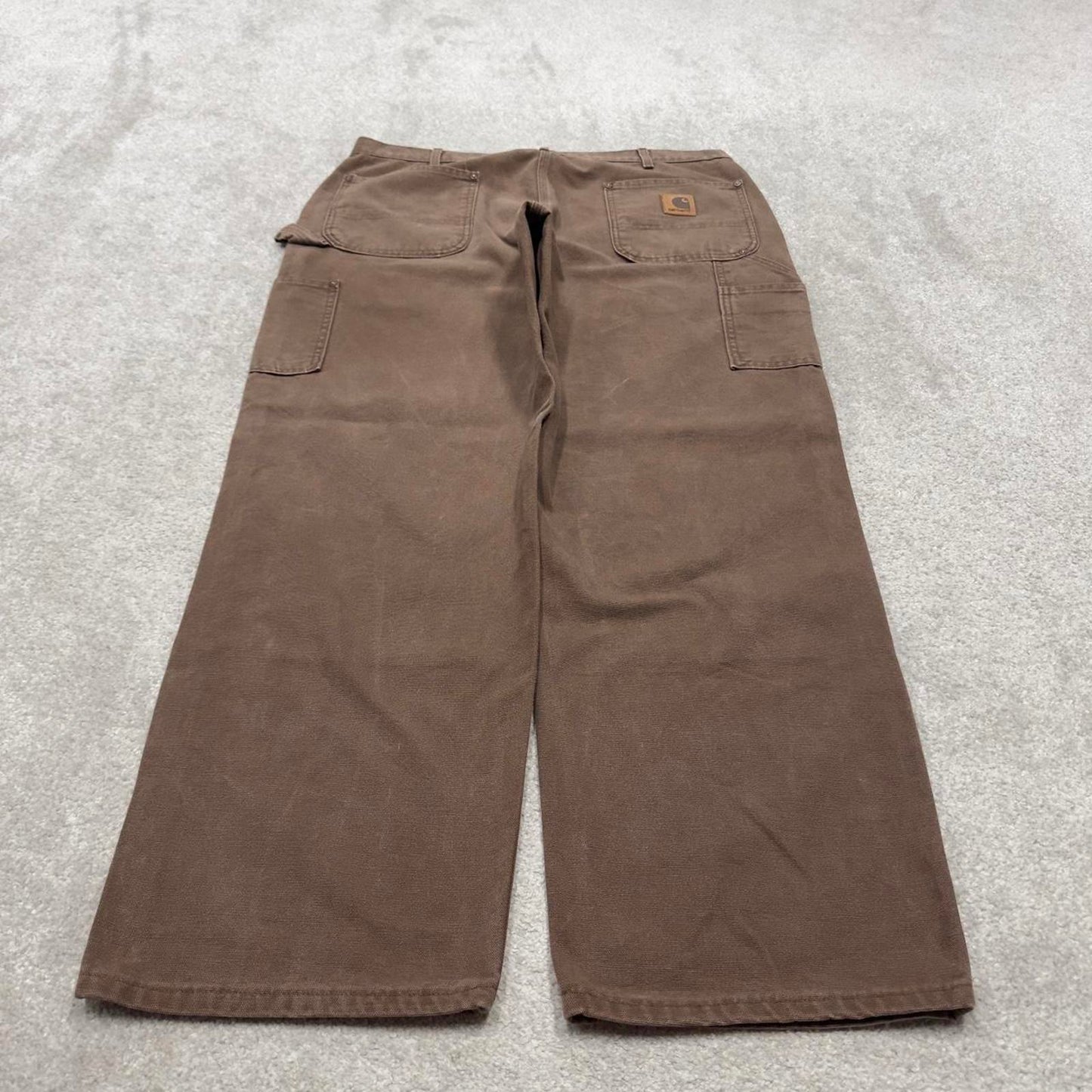 Carhartt double knee carpenter jeans brown  canvas W38L30 90s style thick loose leg cargos