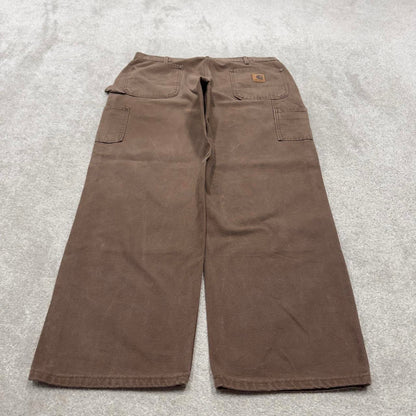Carhartt double knee carpenter jeans brown  canvas W38L30 90s style thick loose leg cargos