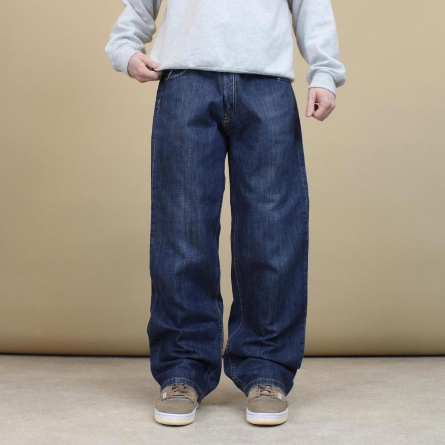 Blue embroidered Pepe jeans W36 L32 loose denim hip hop style stitch design jeans