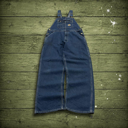 Carhartt denim dungarees y2k blue overalls Loose festival / skate wear bib & brace utility workwear