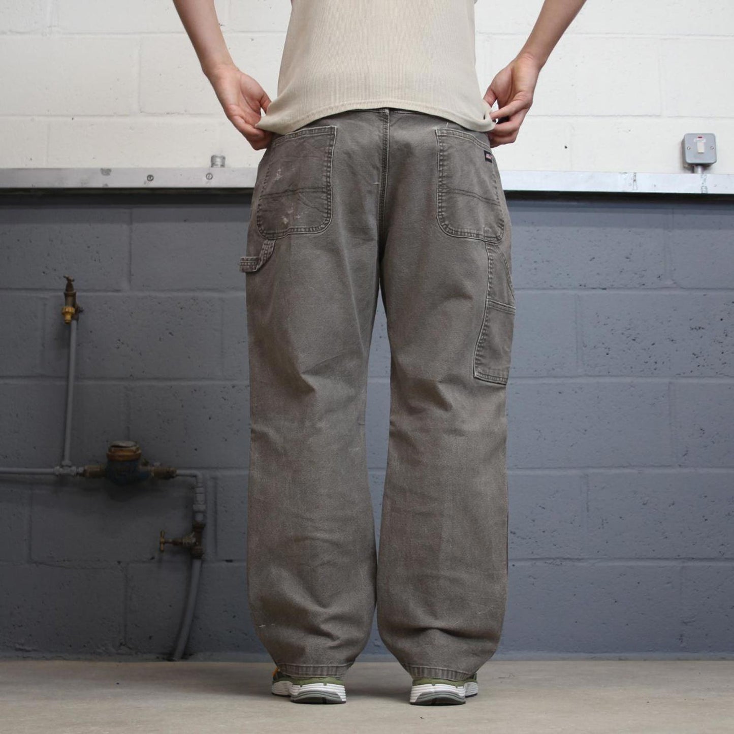 Baggy Dickies carpenter jeans W40L28 khaki brown denim 90s style canvas cargos