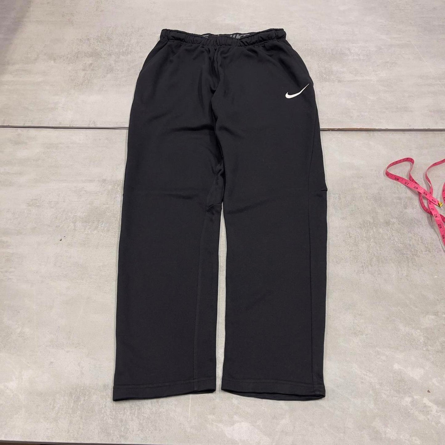 Nike Trackies L black y2k 00s style dri-fit joggers embroidered logo