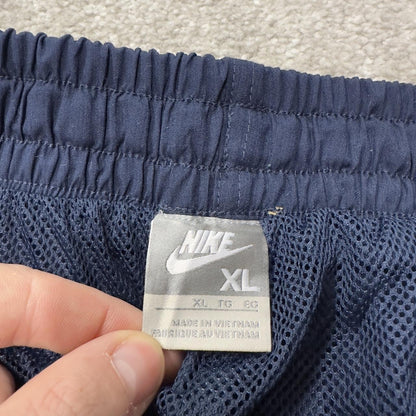 Y2K Nike baggy tracksuit bottoms navy wide leg XL Loose leg mesh lined drawstring casual track pants