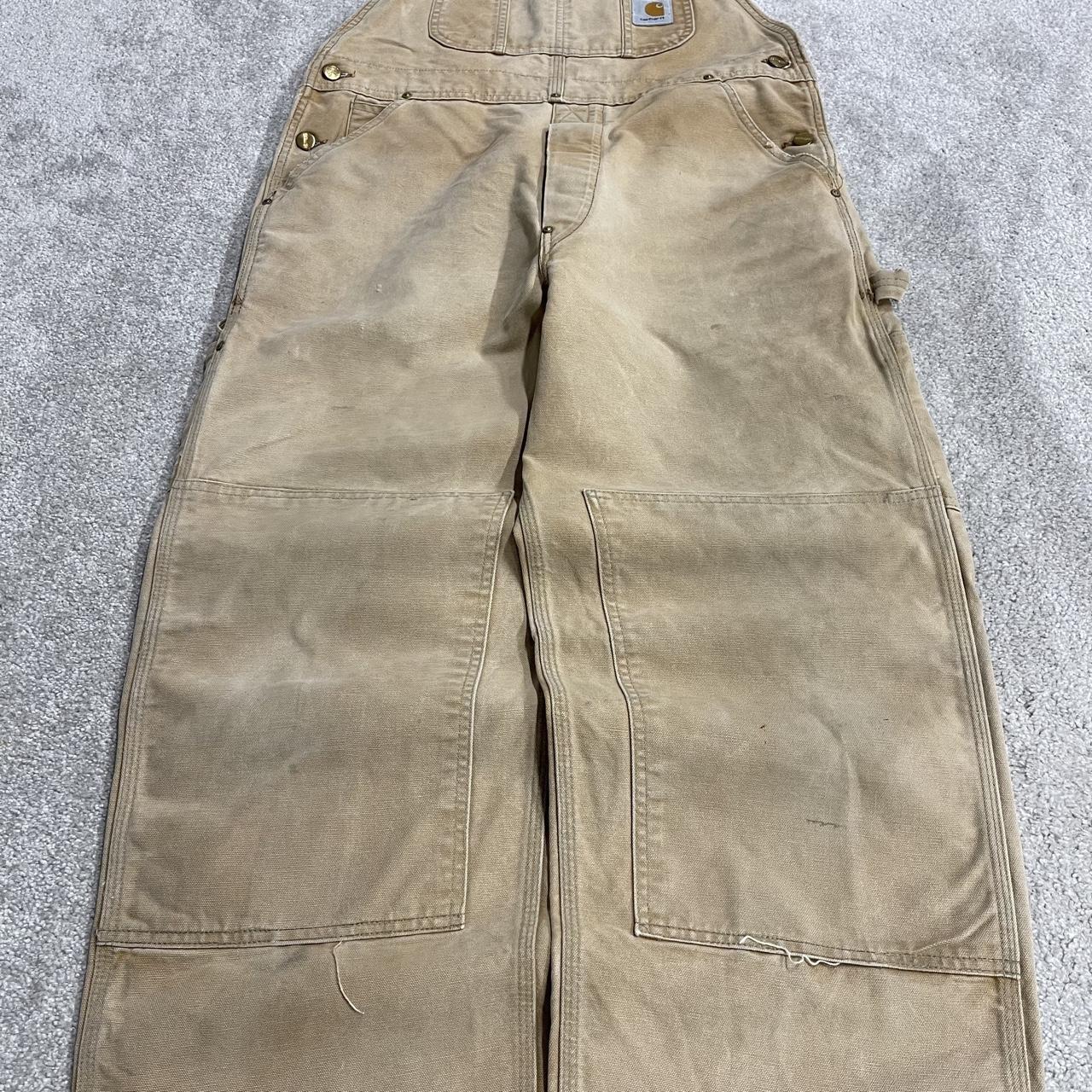 Carhartt canvas dungarees y2k tan overalls Loose festival / skate wear bib & brace utility workwear