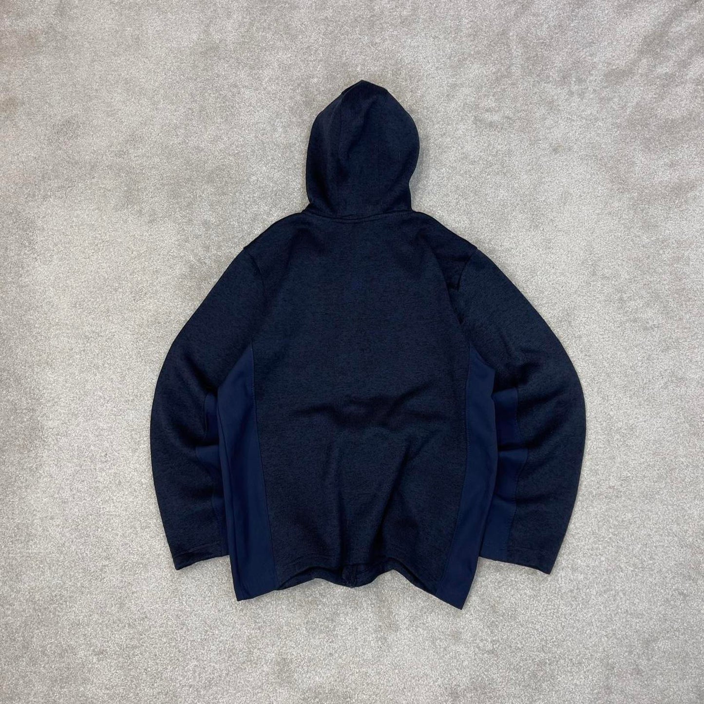 Navy Reebok technical fleece Large y2k style hooded full zip embroidered logo hoodie