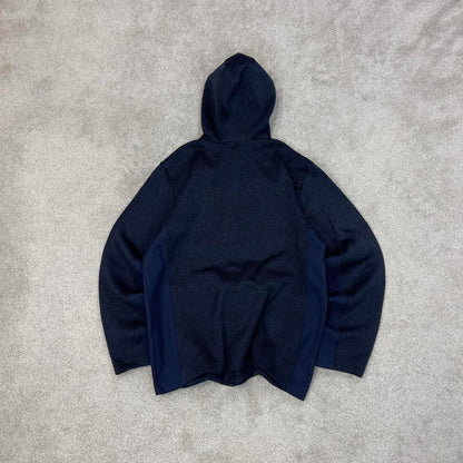 Navy Reebok technical fleece Large y2k style hooded full zip embroidered logo hoodie