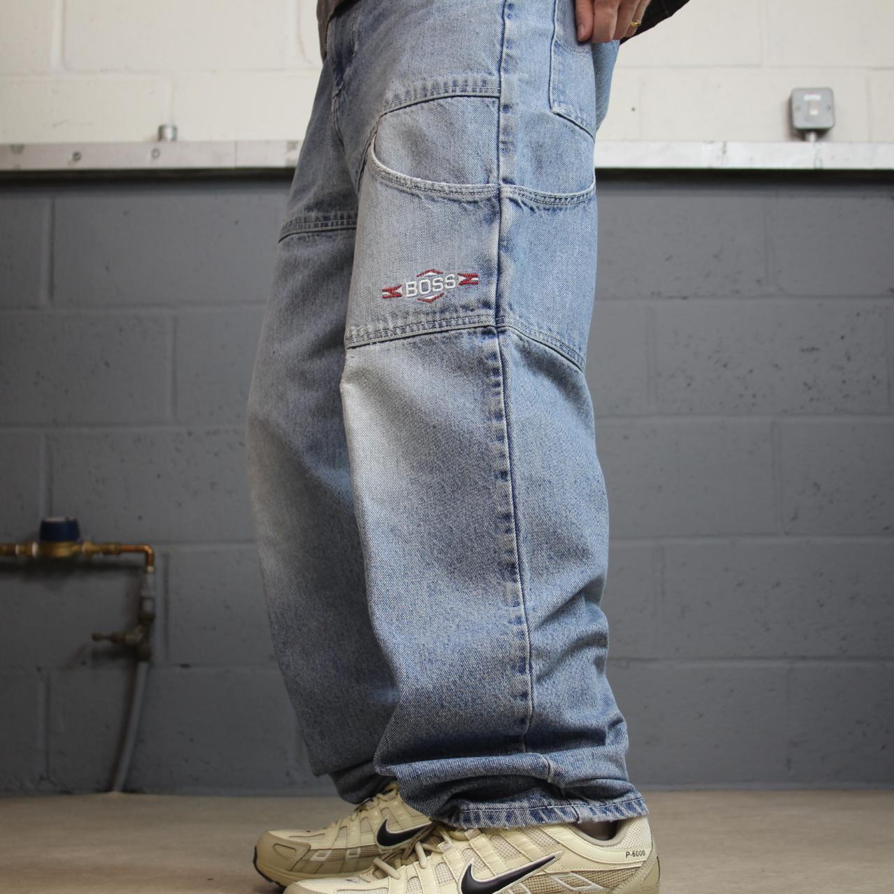 Vintage BOSS baggy carpenter jeans y2k W32L32 blue Loose thick denim skater style pants