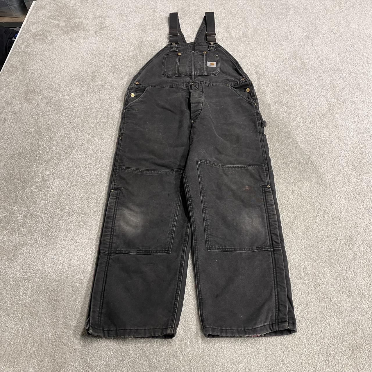 Carhartt baggy dungarees thick insulated overalls washed black
