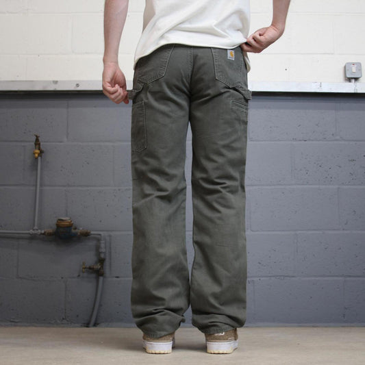 Green Carhartt carpenter jeans size 4x32 women's 90s style canvas cargos