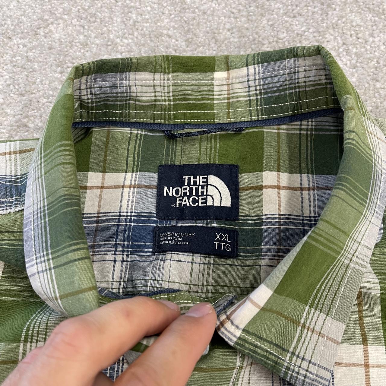 North Face checkered short sleeve shirt green TNF Festival style surf check shirt