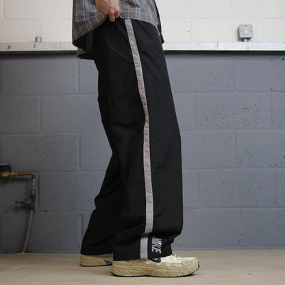 Y2K vintage Nike baggy tracksuit bottoms black M Wide leg track pants embroidered logo