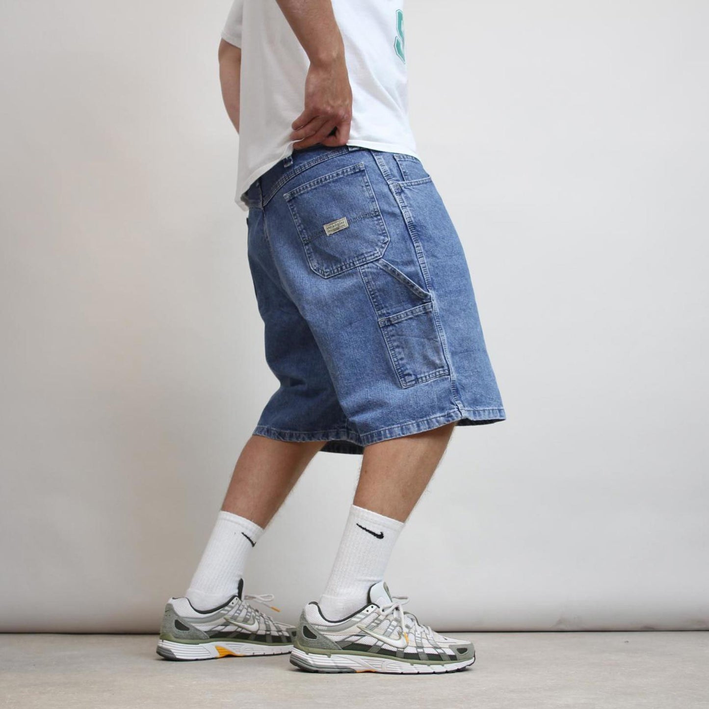 Mens baggy Wrangler carpenter jorts W38 loose denim cargo Y2K skater shorts