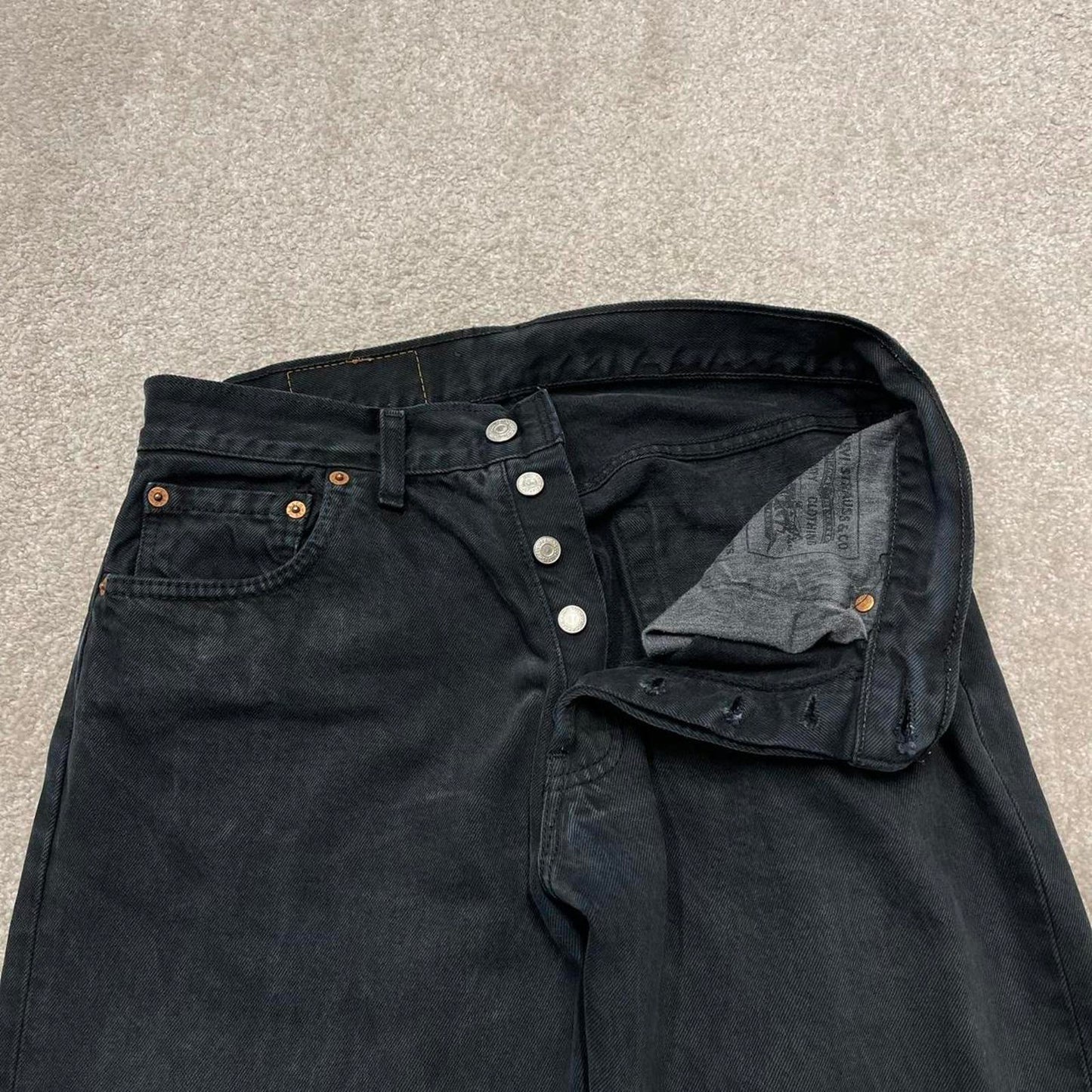 Vintage Y2k Levi's 517 jeans black 90s casual denim pants red tab logo UK made