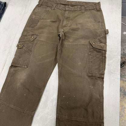 Carhartt carpenter pants W38 L32 khaki canvas 90s style skater cargo trousers utility pockets