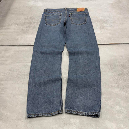 Blue Levis 505 jeans W34L32 blue straight leg y2k style pants red tab logo