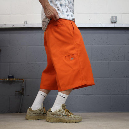 Baggy Dickies chino shorts carpenter orange Chino style skater shorts long wide leg festival