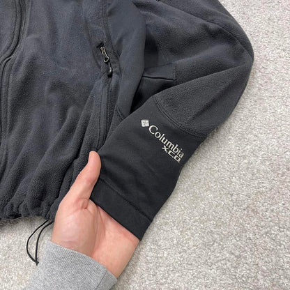 00s Columbia technical fleece XL women's black full zip up y2k style autumn adjustable waist