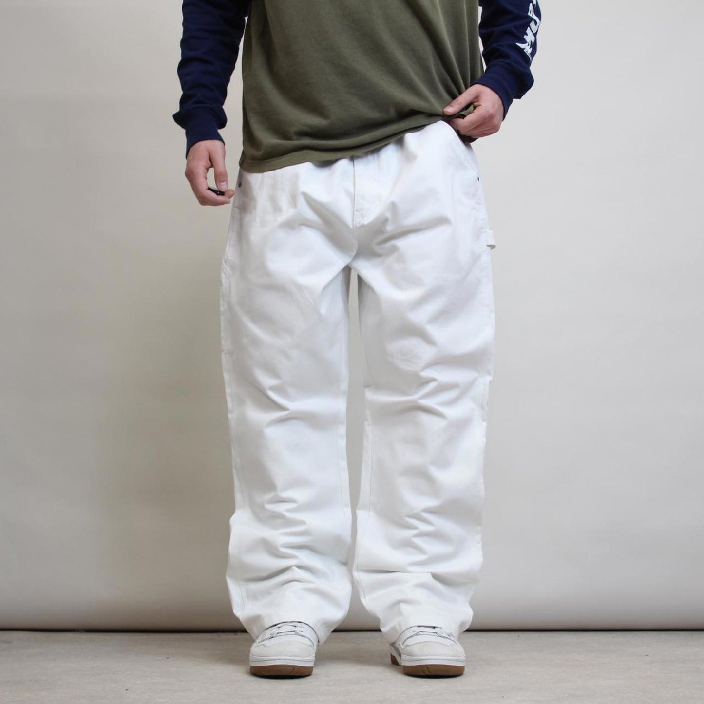Craftsman carpenter trousers W42L32 white baggy 90s skate style painters cargo pants