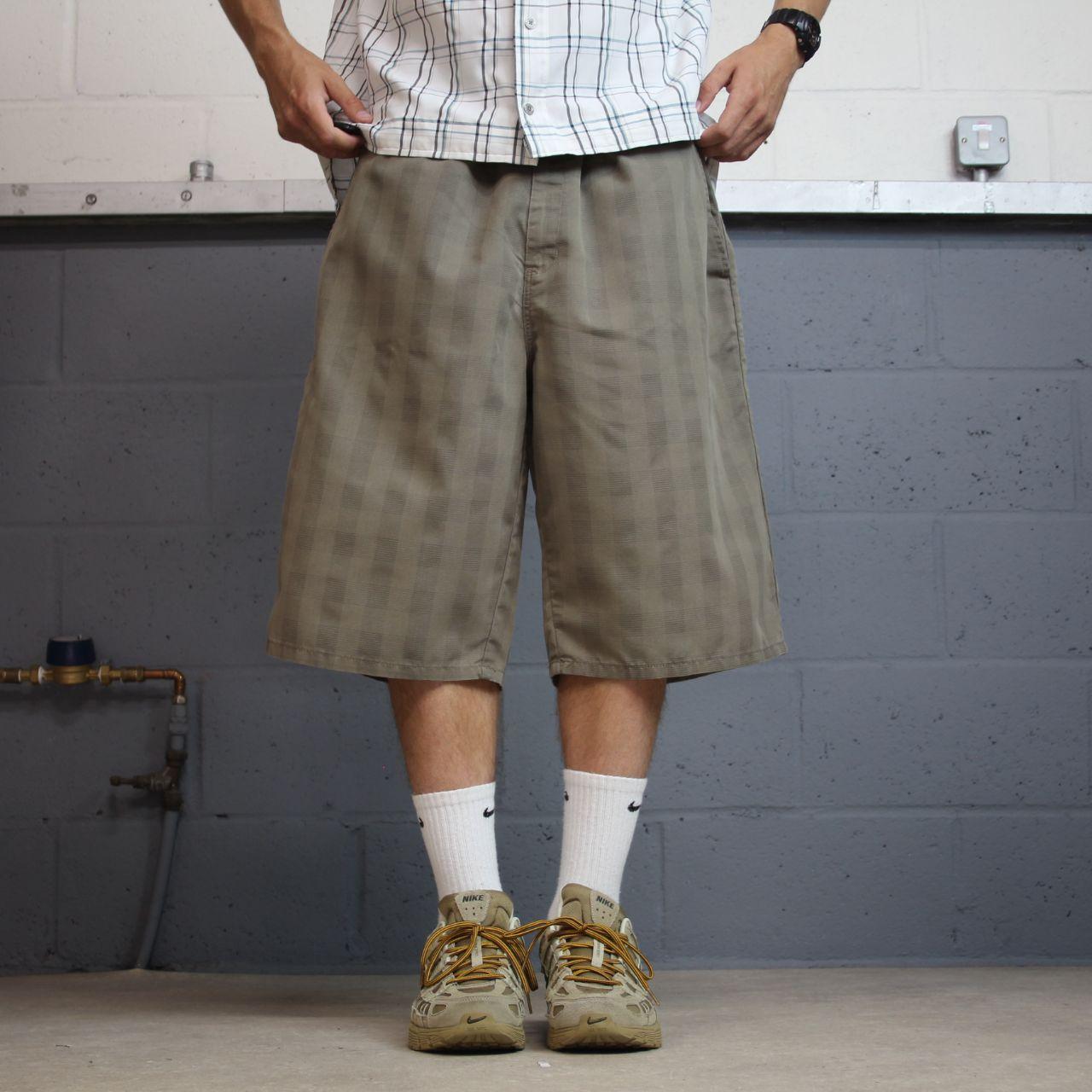 Dickies checkered baggy carpenter shorts khaki Loose long leg skater / surf check shorts festival