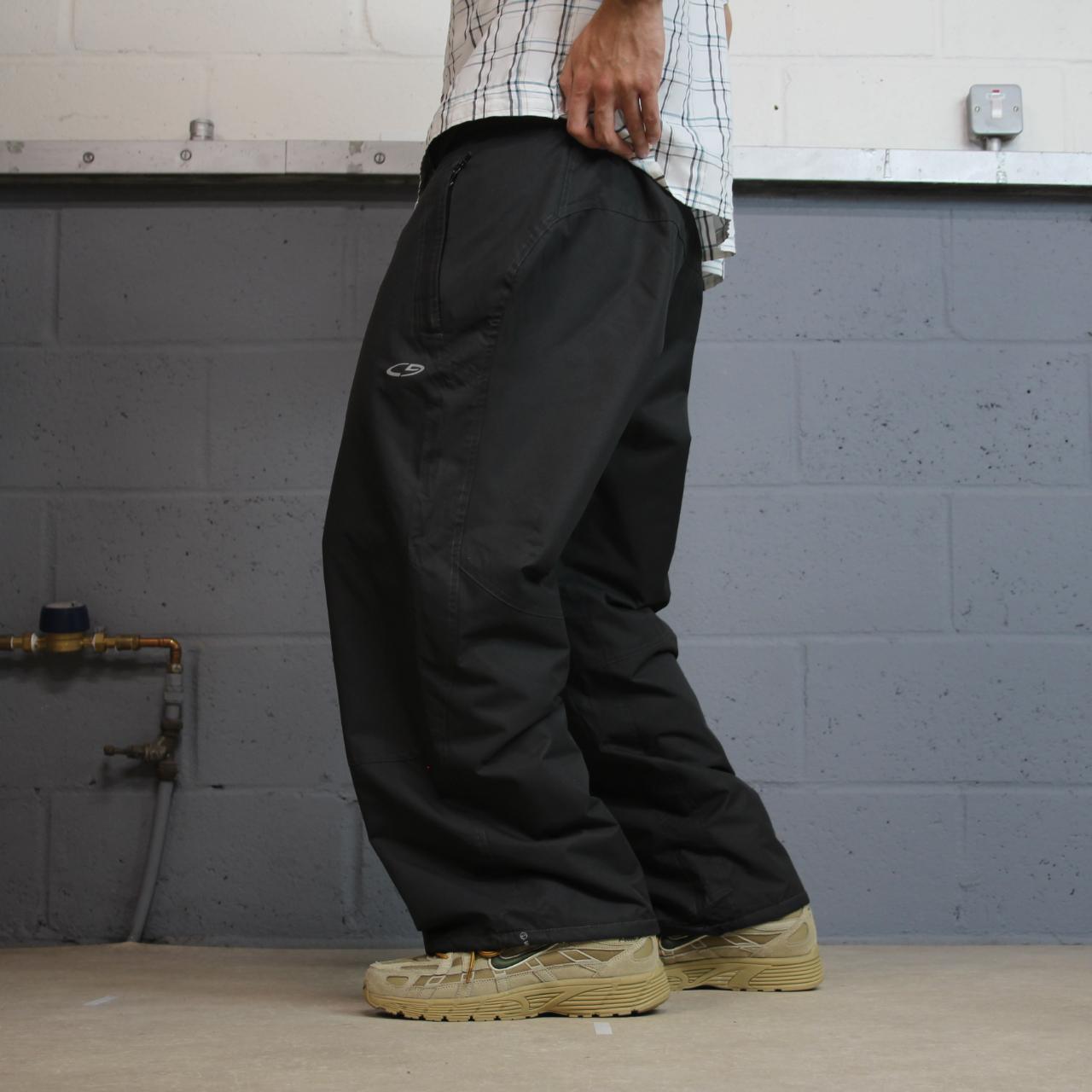Y2K champion waterproof technical trousers grey XL Wide leg hiking salopette outdoors trousers
