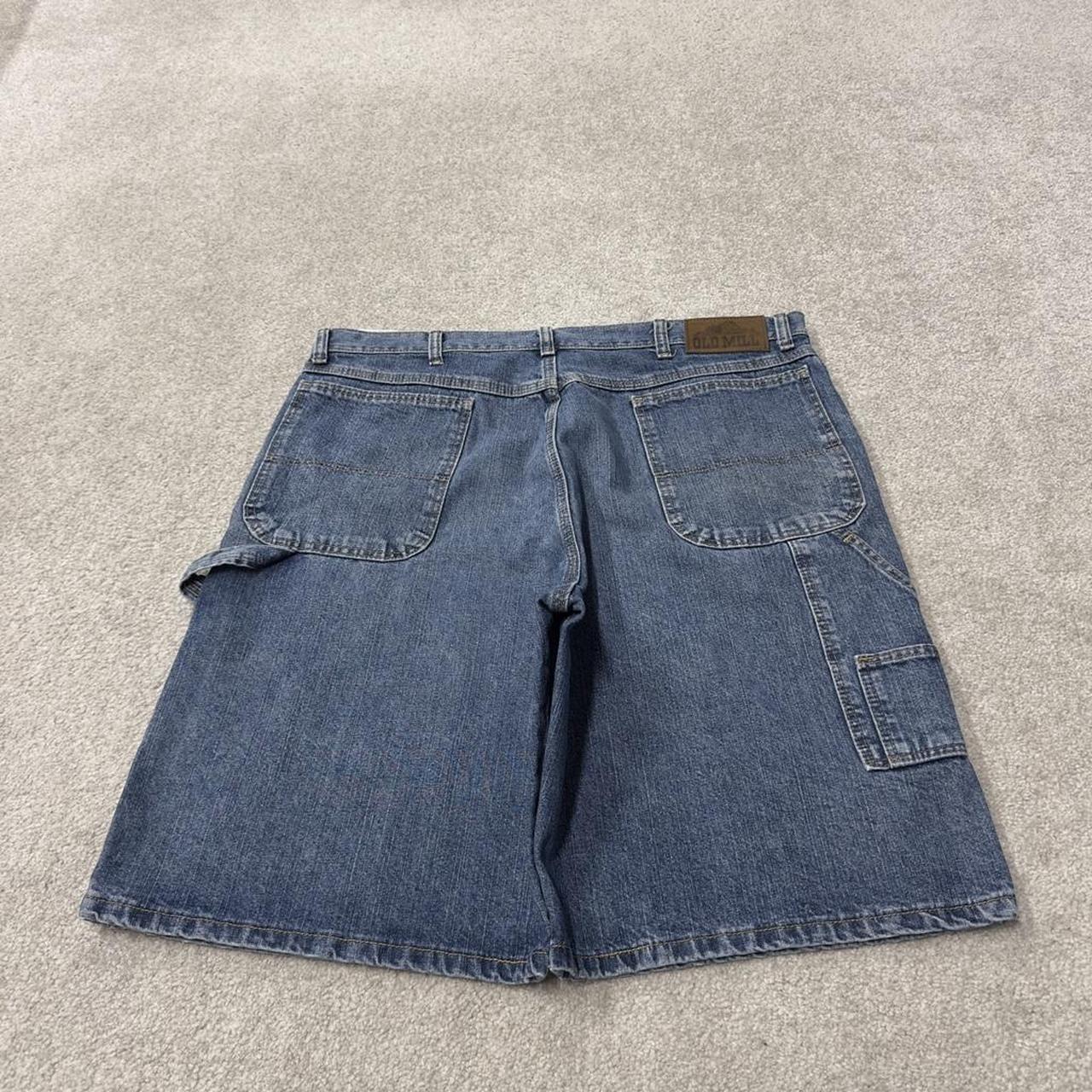 Old Mill denim cargo shorts y2k blue Loose skater style carpenter work shorts