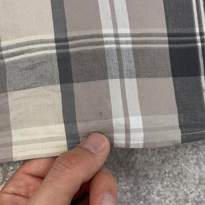 Beige checkered Columbia technical shirt XL men's short sleeve button up autumn y2k style