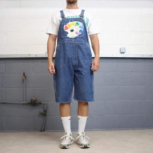 Dickies dungaree shorts W40 USA blue mens denim painters overalls