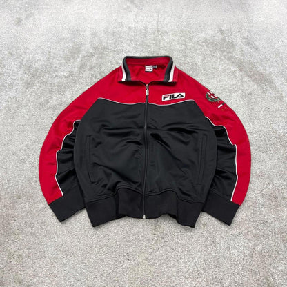 Y2k 00s Fila track jacket M men's red black Italia sports full zip track suit top embroidered